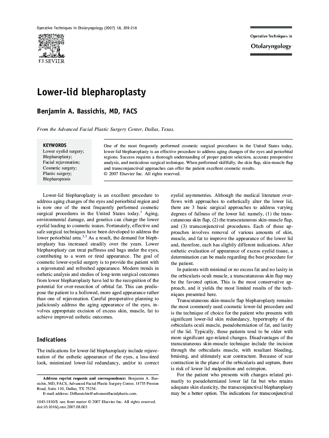 Lower-lid blepharoplasty