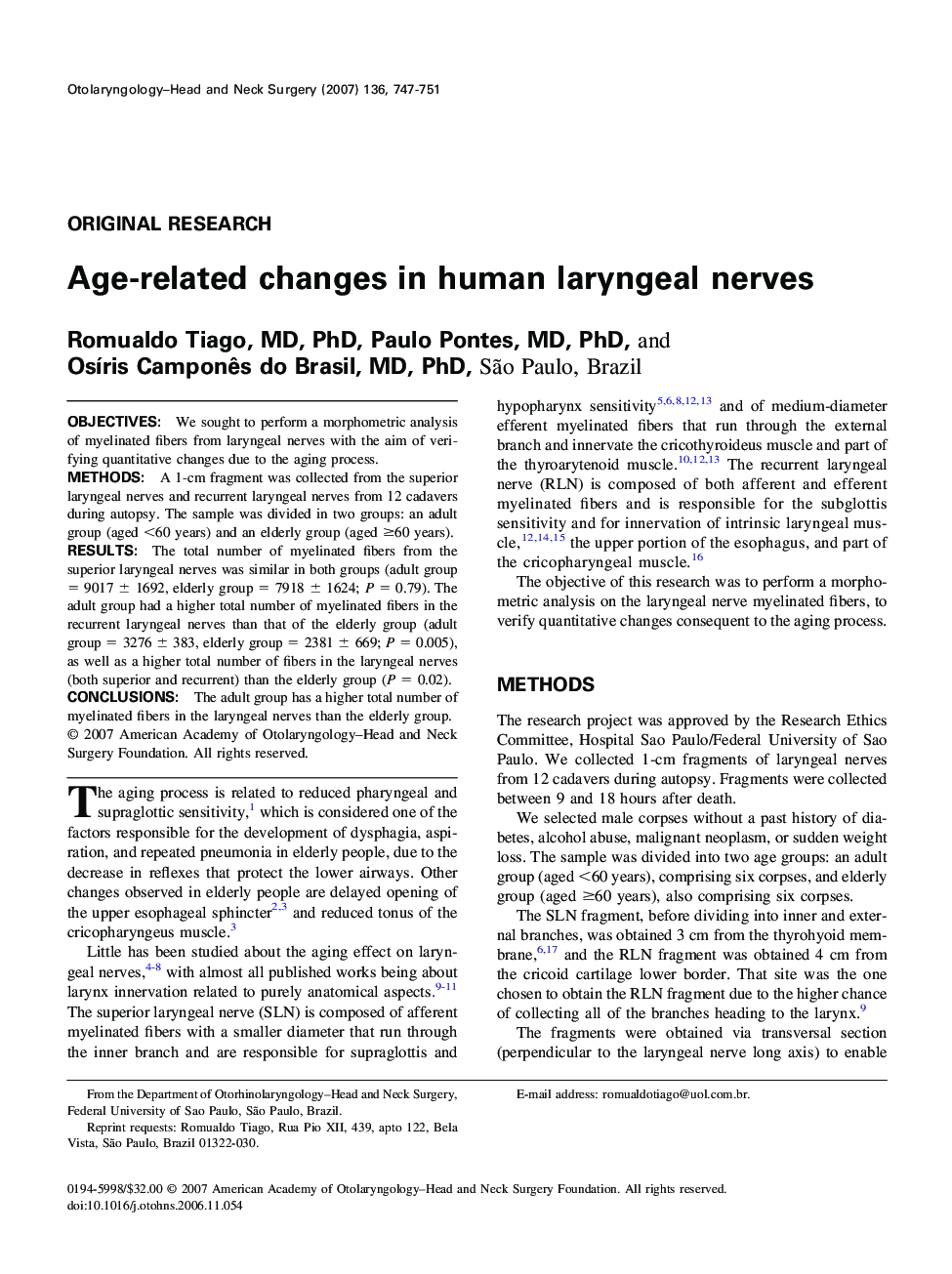 Age-related changes in human laryngeal nerves