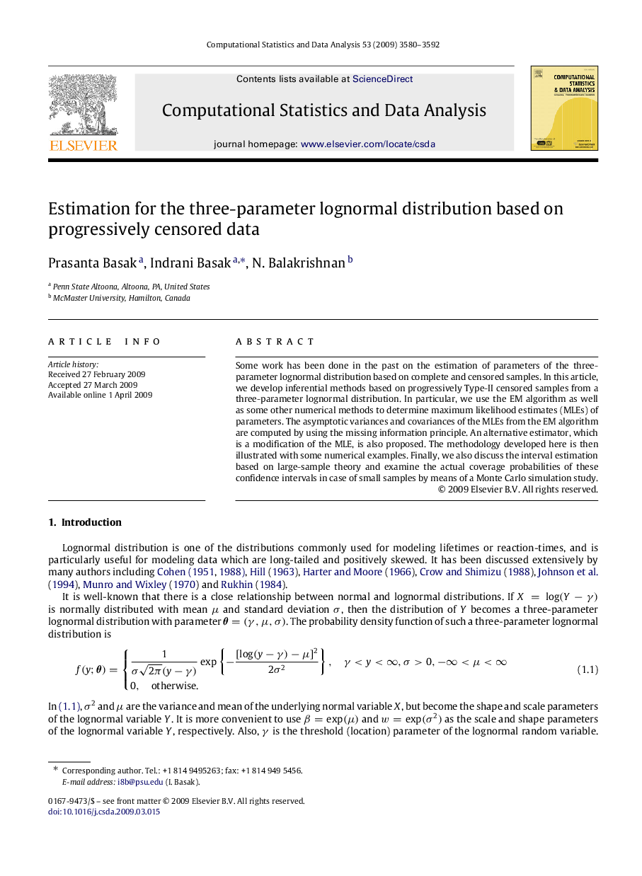 Estimation for the three-parameter lognormal distribution based on progressively censored data