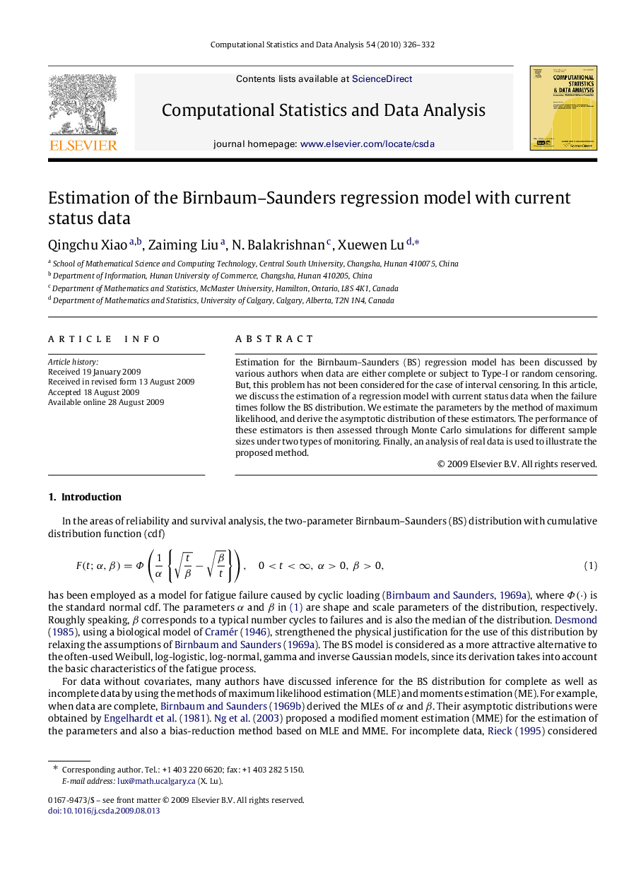 Estimation of the Birnbaum–Saunders regression model with current status data