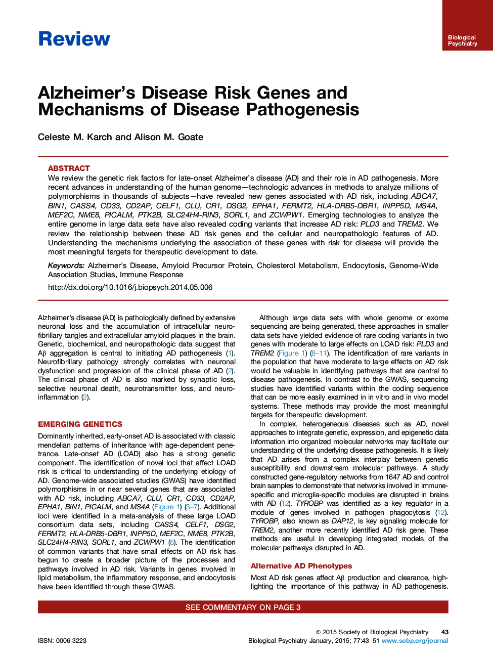 ژن های خطر بیماری آلزایمر و مکانیزم های پاتوژنز بیماری 