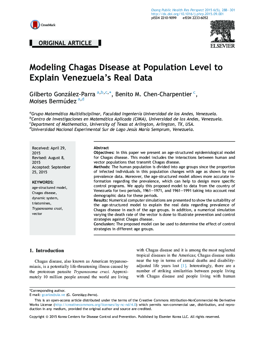 Modeling Chagas Disease at Population Level to Explain Venezuela's Real Data 