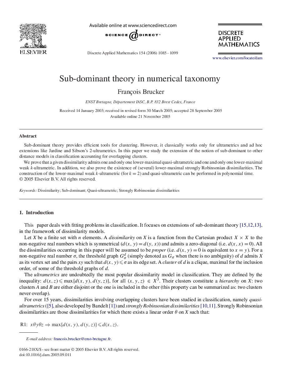 Sub-dominant theory in numerical taxonomy