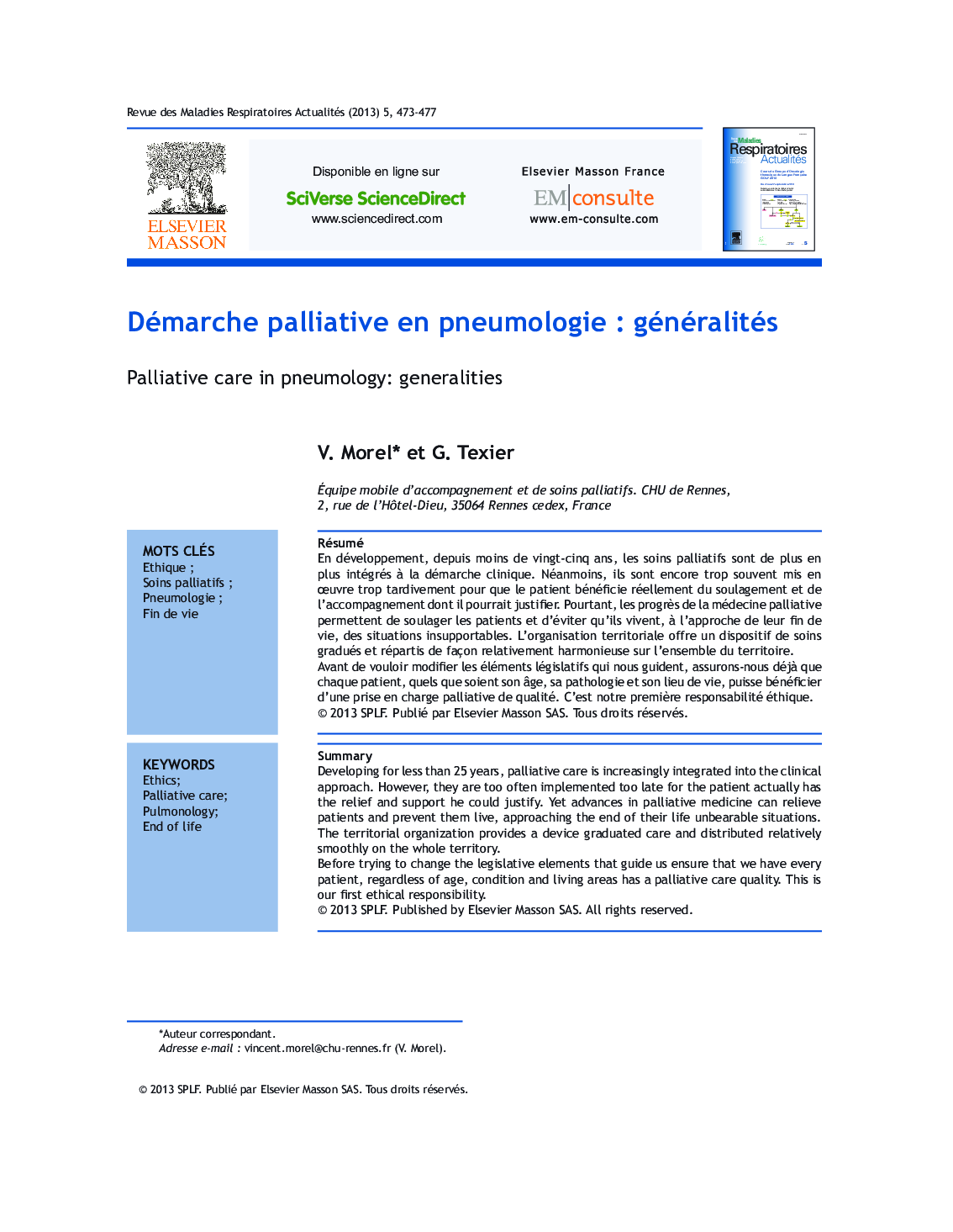 Démarche palliative en pneumologie : généralités