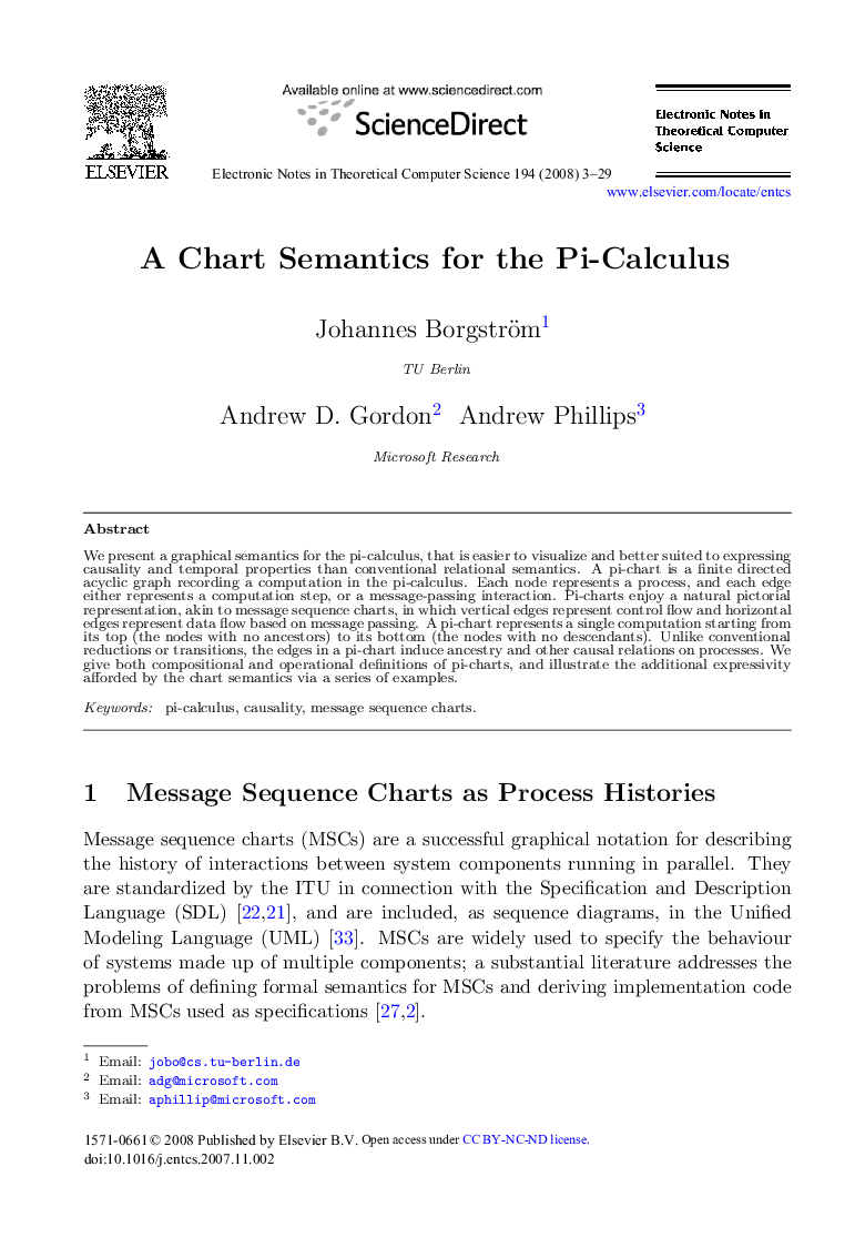 A Chart Semantics for the Pi-Calculus