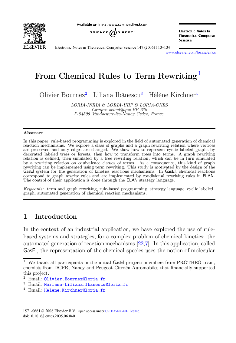 From Chemical Rules to Term Rewriting 1