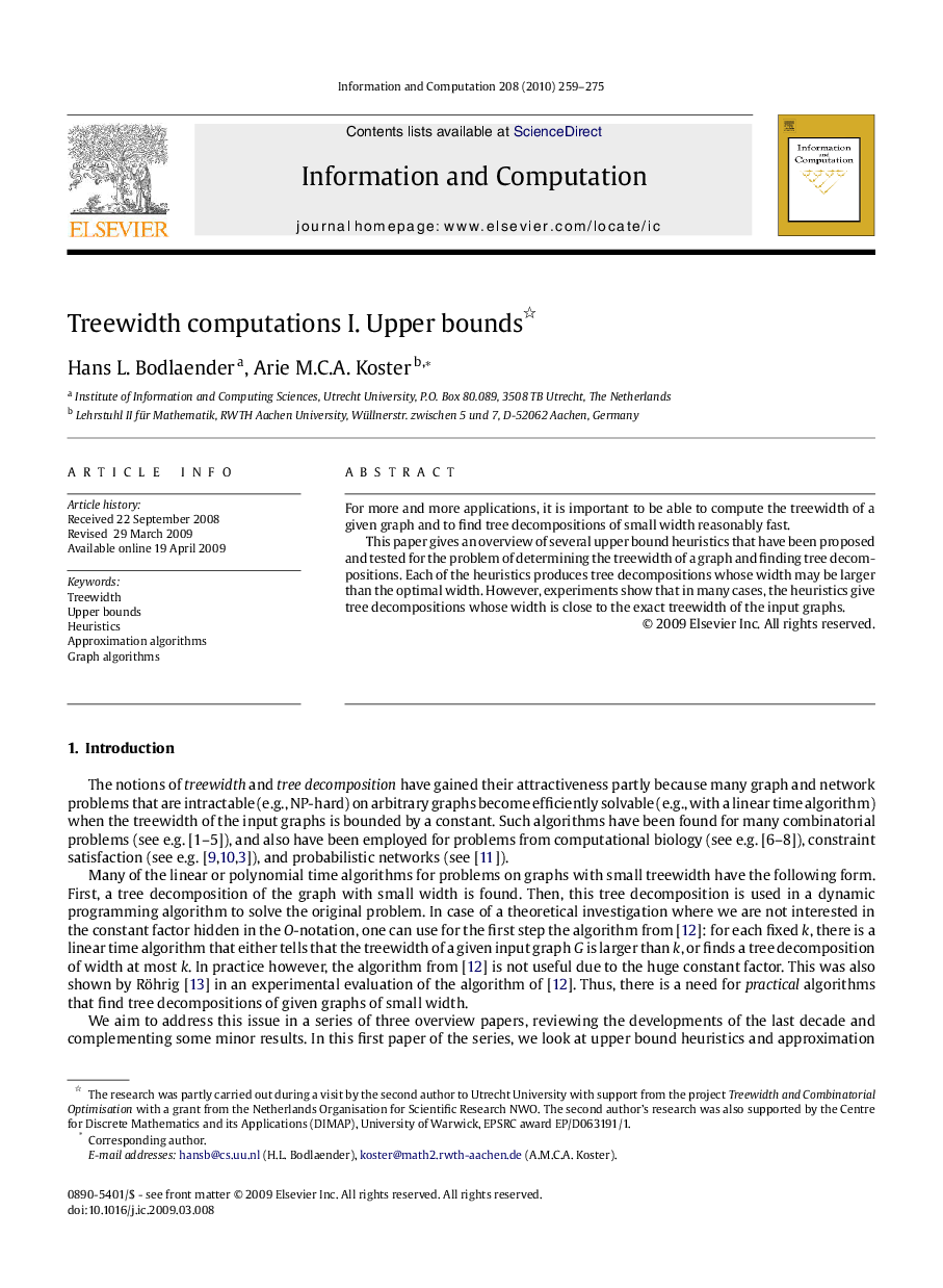 Treewidth computations I. Upper bounds 