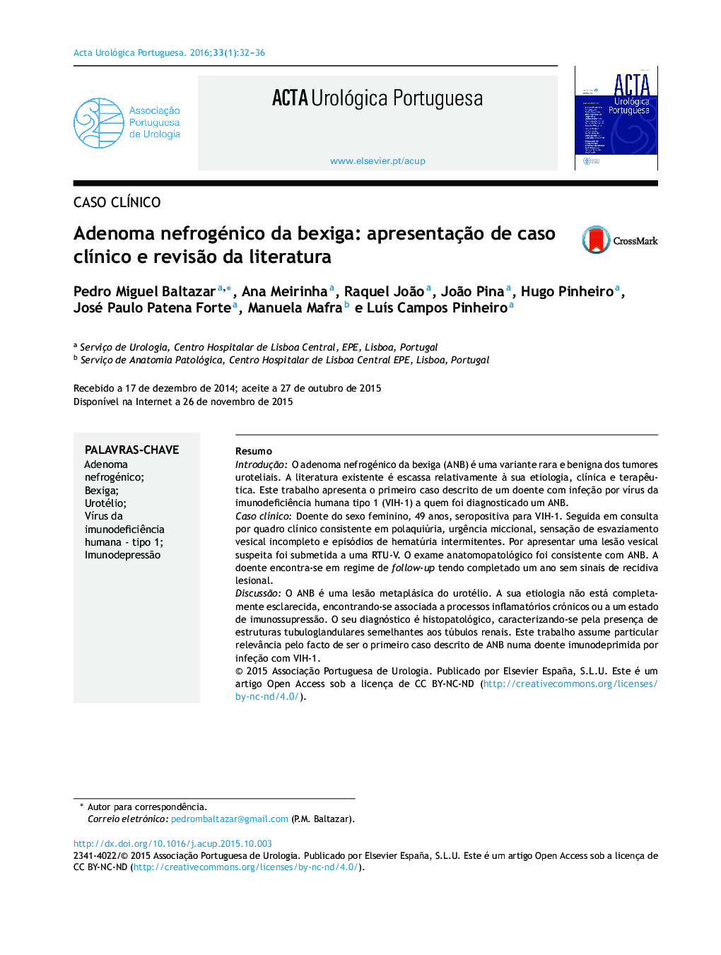 Adenoma nefrogénico da bexiga: apresentação de caso clínico e revisão da literatura