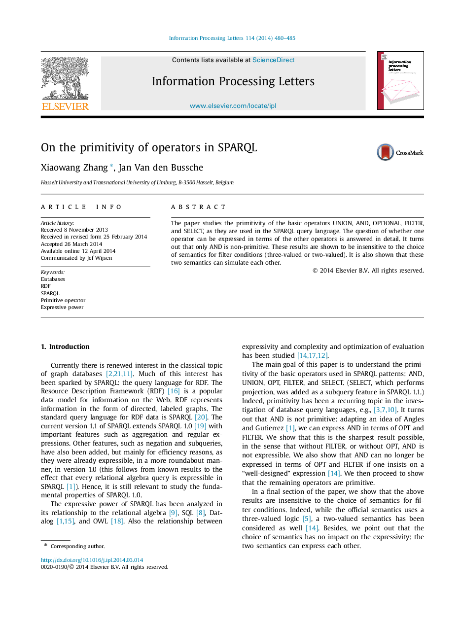 On the primitivity of operators in SPARQL