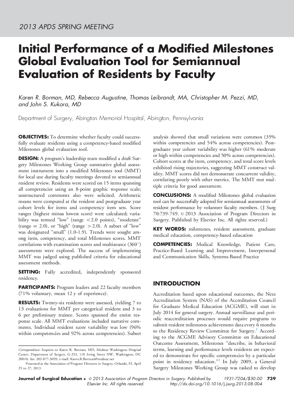 Initial Performance of a Modified Milestones Global Evaluation Tool for Semiannual Evaluation of Residents by Faculty 