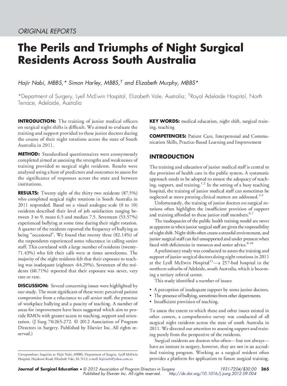 The Perils and Triumphs of Night Surgical Residents Across South Australia