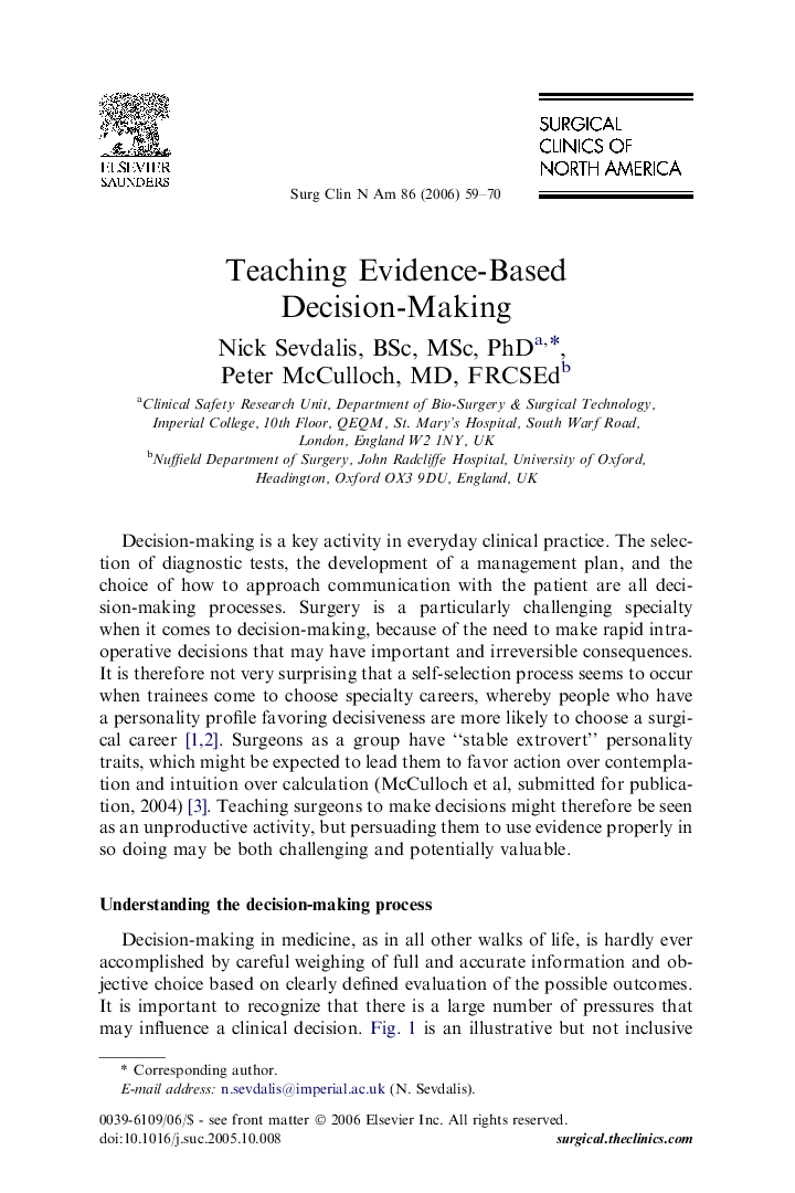 Teaching Evidence-Based Decision-Making