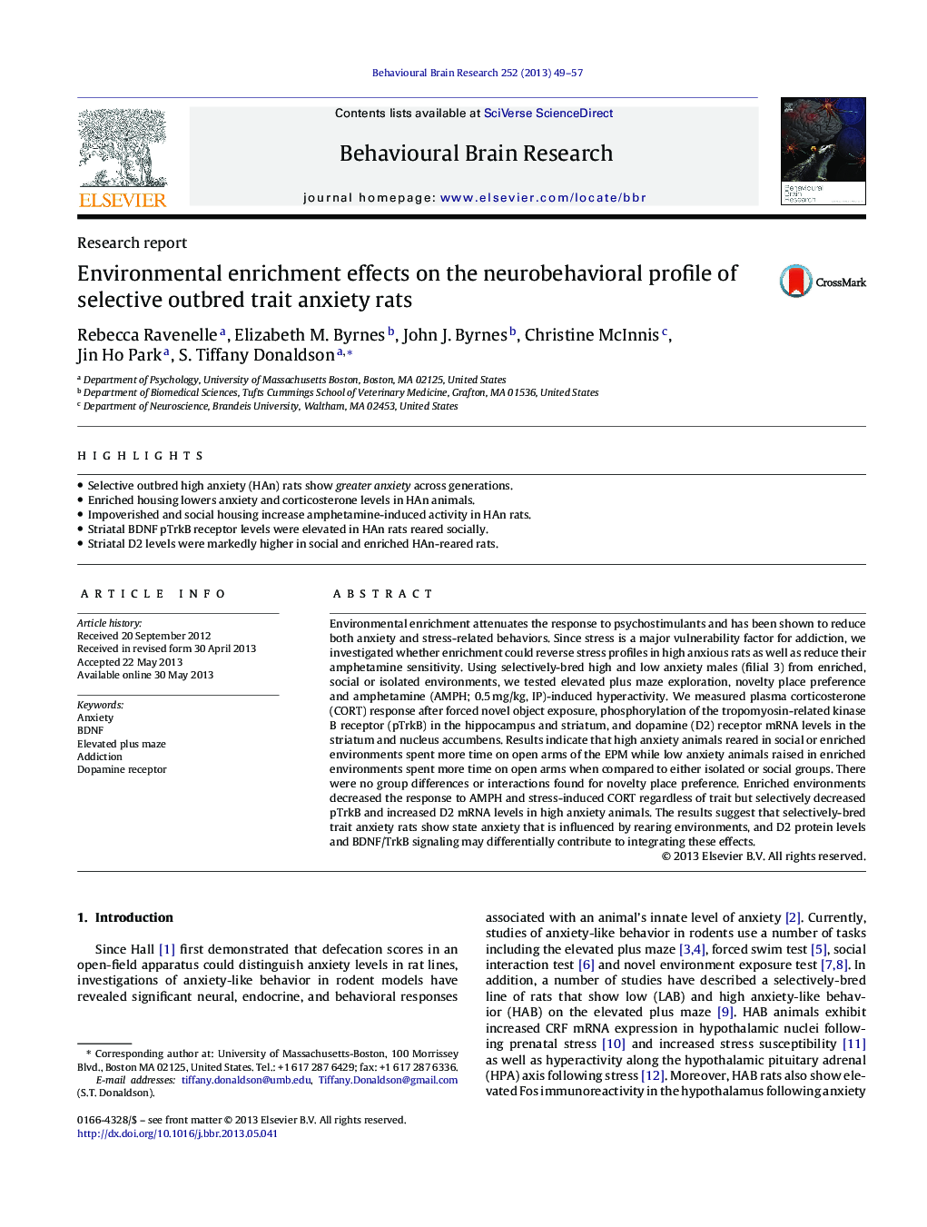 Environmental enrichment effects on the neurobehavioral profile of selective outbred trait anxiety rats