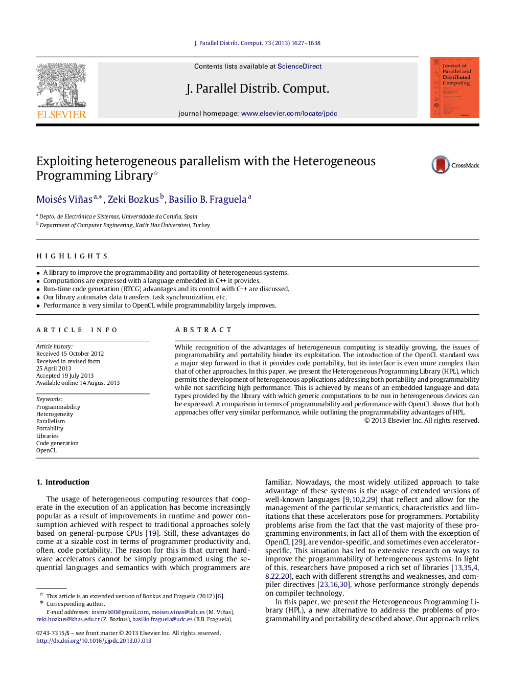 Exploiting heterogeneous parallelism with the Heterogeneous Programming Library 