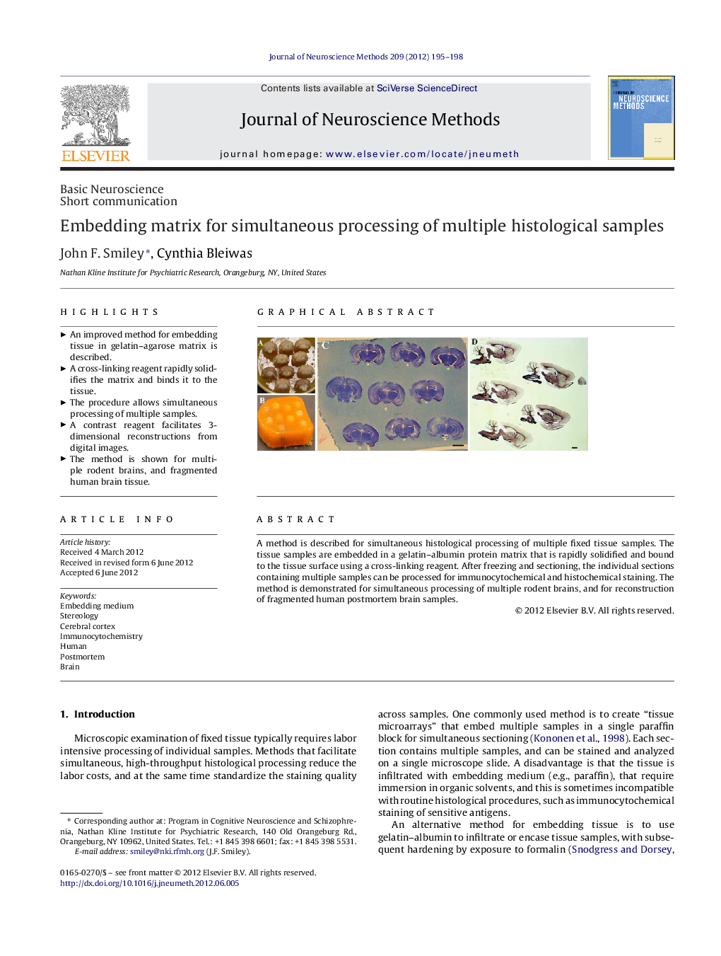 Embedding matrix for simultaneous processing of multiple histological samples