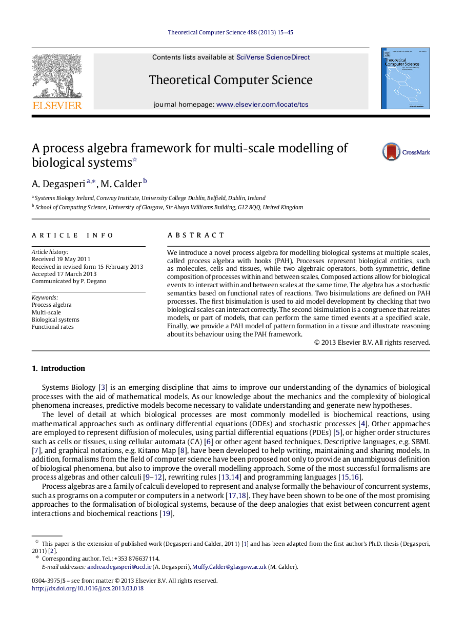 A process algebra framework for multi-scale modelling of biological systems 