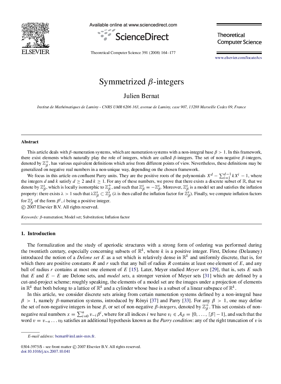 Symmetrized β -integers