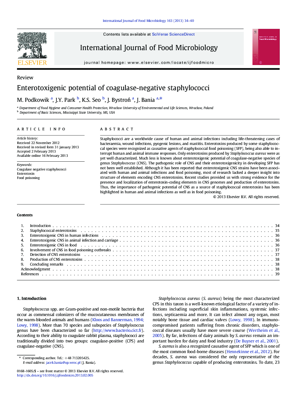 Enterotoxigenic potential of coagulase-negative staphylococci