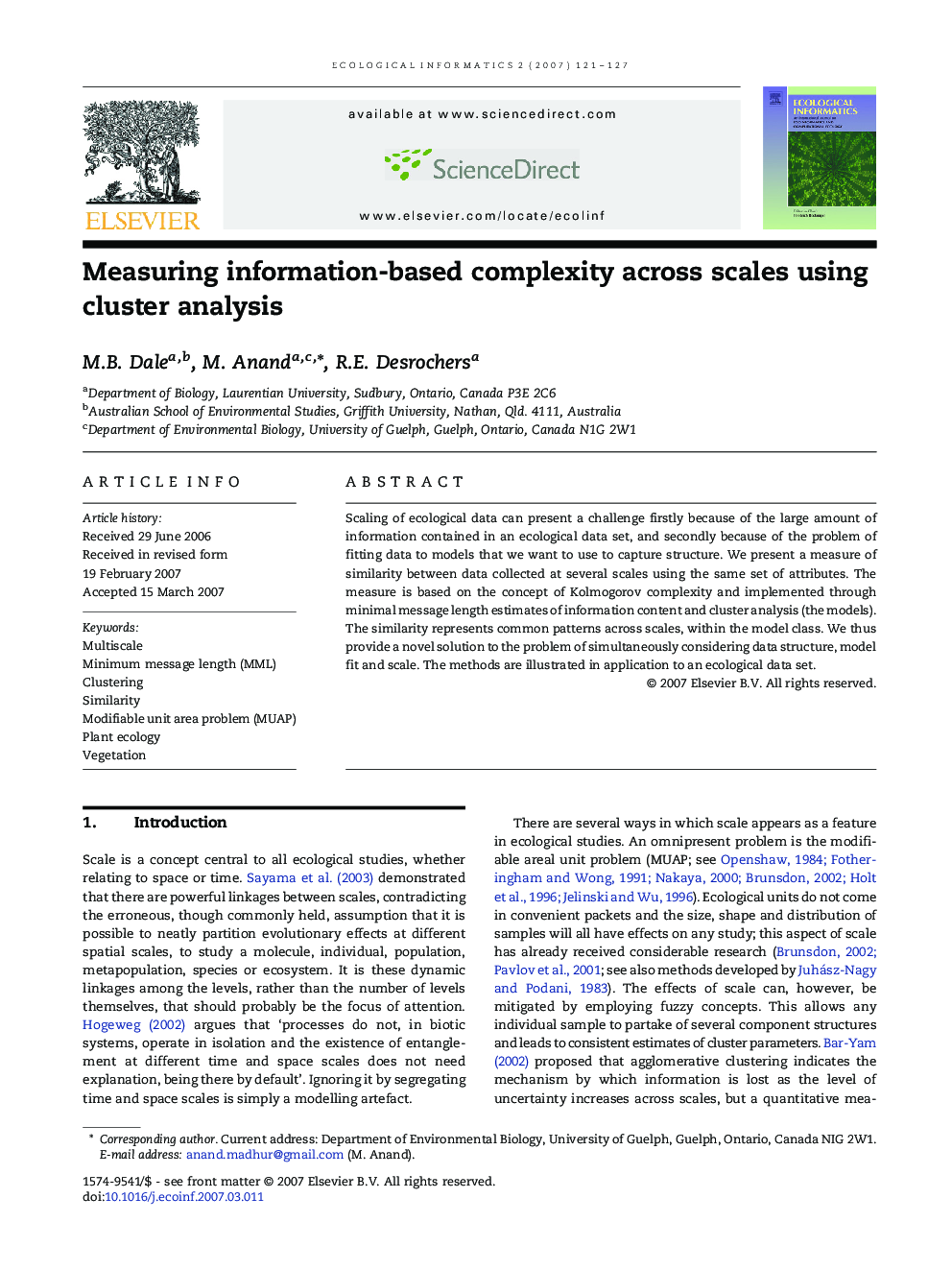 Measuring information-based complexity across scales using cluster analysis