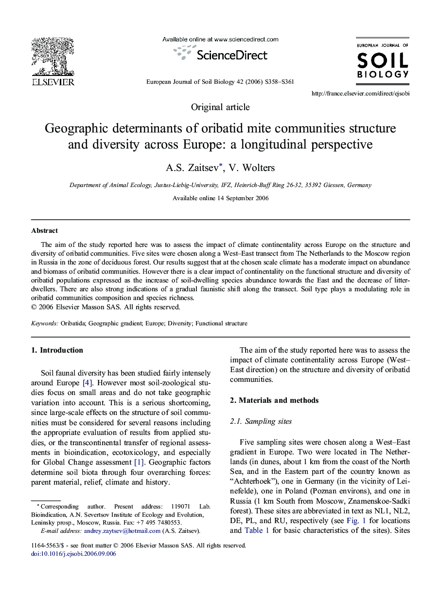 Geographic determinants of oribatid mite communities structure and diversity across Europe: a longitudinal perspective