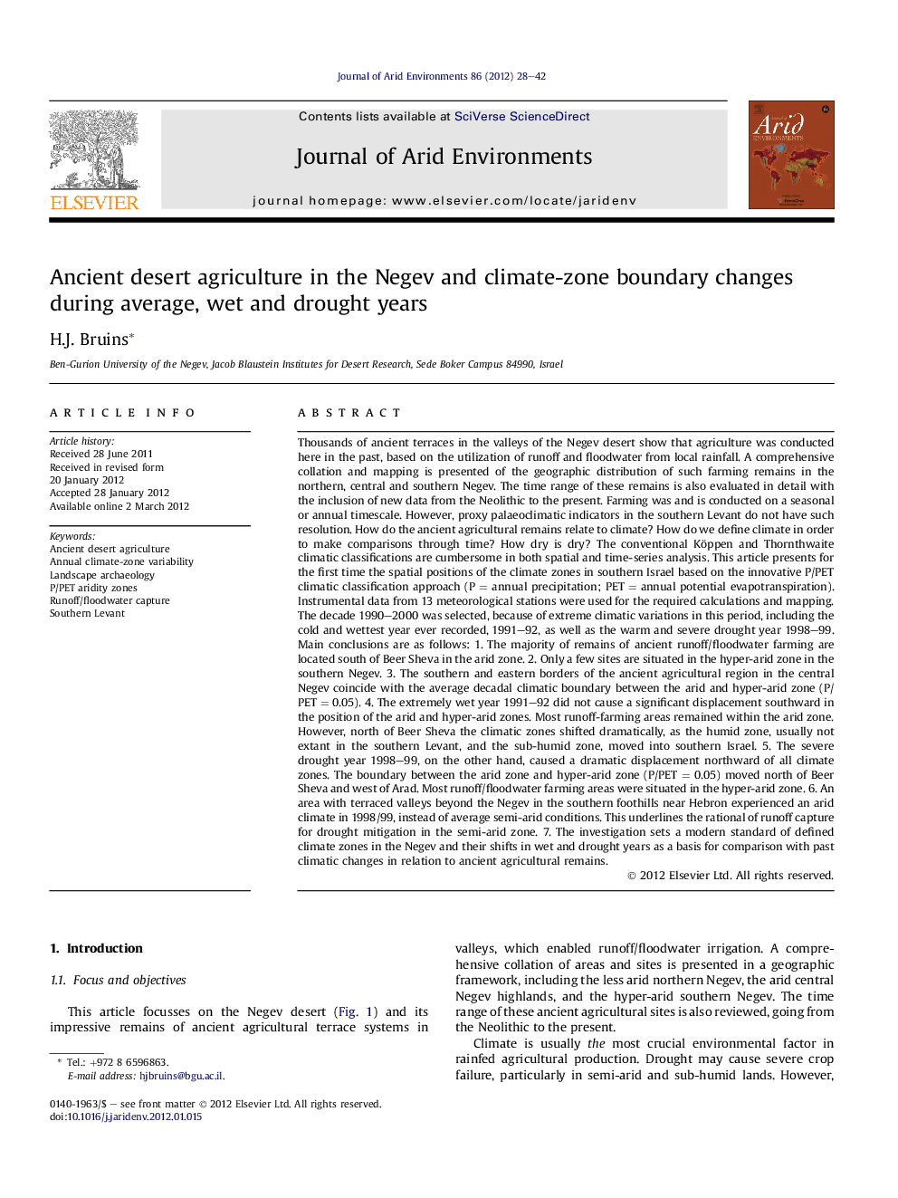 Ancient desert agriculture in the Negev and climate-zone boundary changes during average, wet and drought years