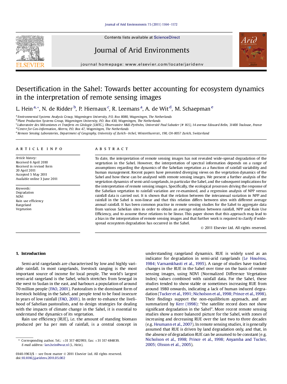 Desertification in the Sahel: Towards better accounting for ecosystem dynamics in the interpretation of remote sensing images