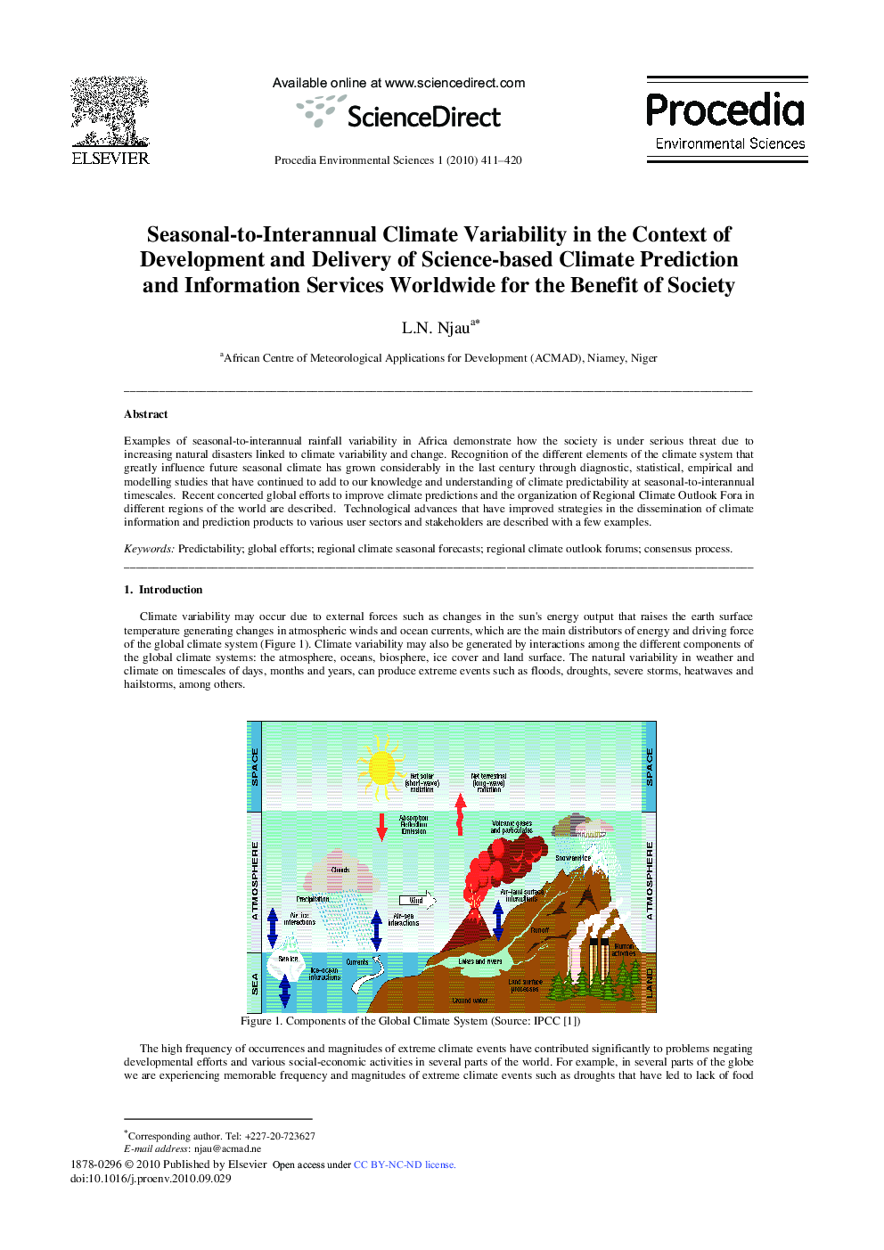 Seasonal-to-Interannual Climate Variability in the Context of Development and Delivery of Science-based Climate Prediction and Information Services Worldwide for the Benefit of Society