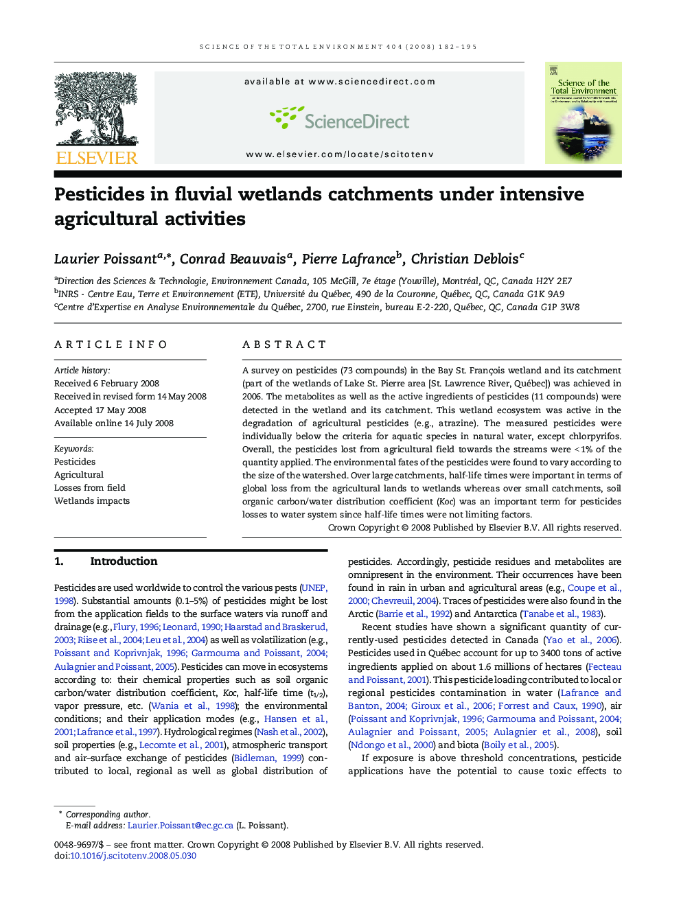 Pesticides in fluvial wetlands catchments under intensive agricultural activities