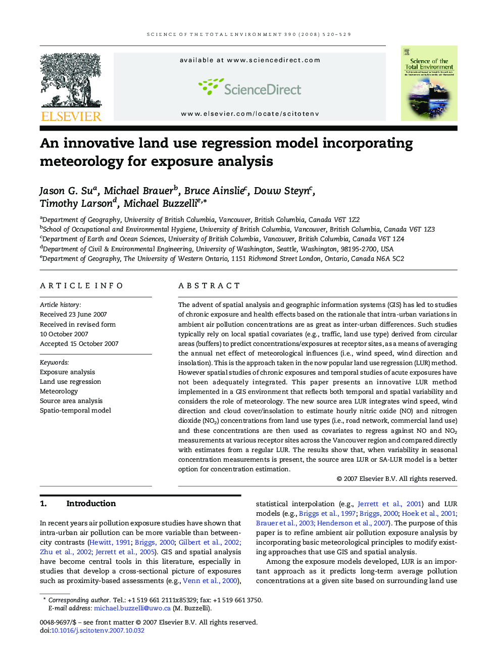 An innovative land use regression model incorporating meteorology for exposure analysis