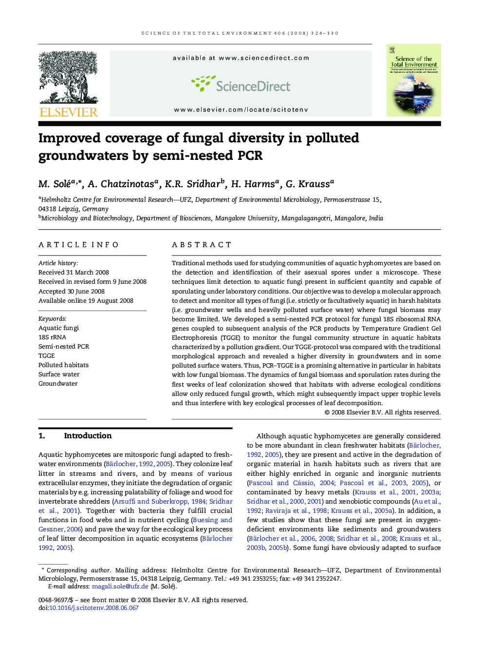 Improved coverage of fungal diversity in polluted groundwaters by semi-nested PCR