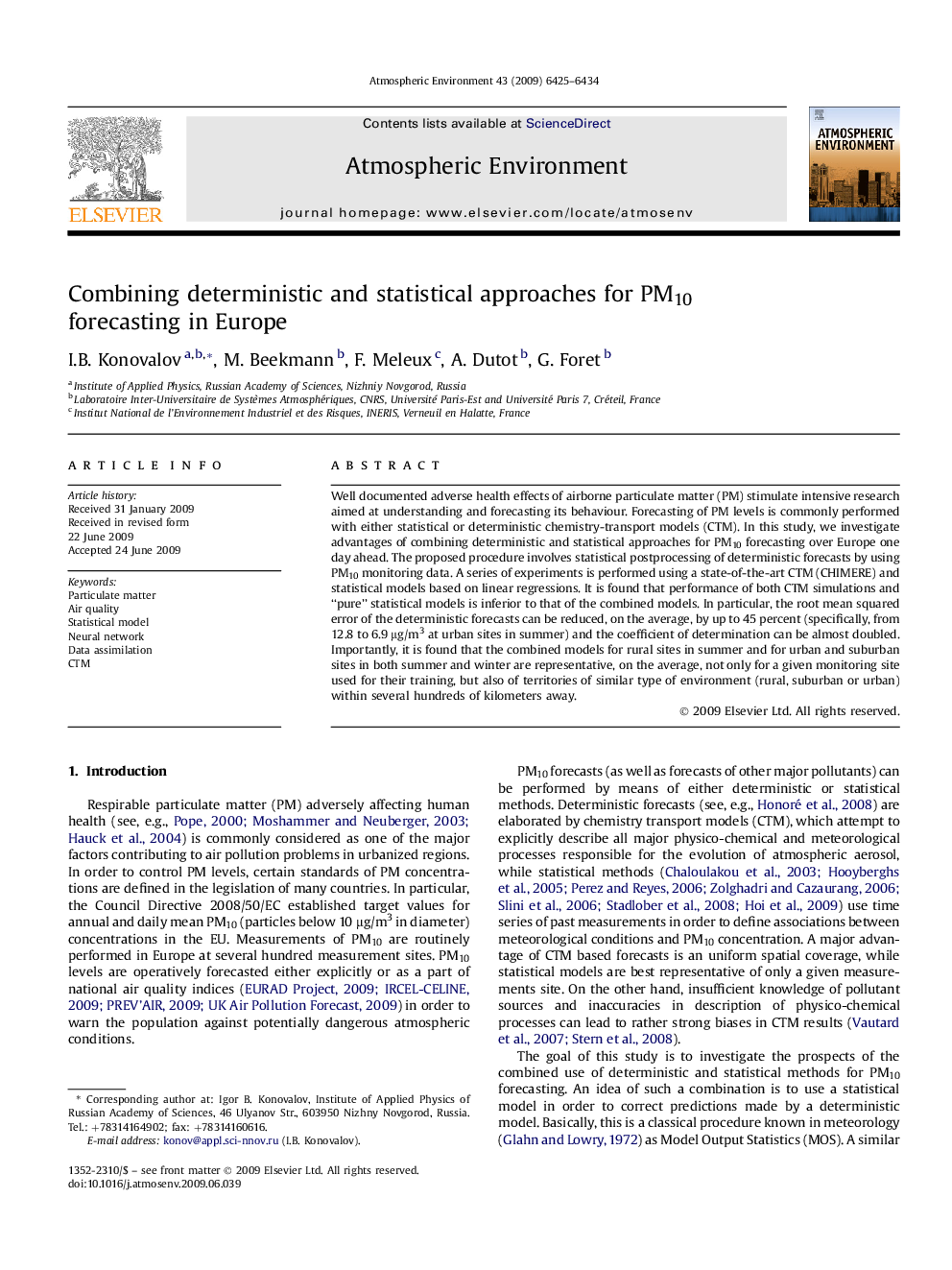 Combining deterministic and statistical approaches for PM10 forecasting in Europe