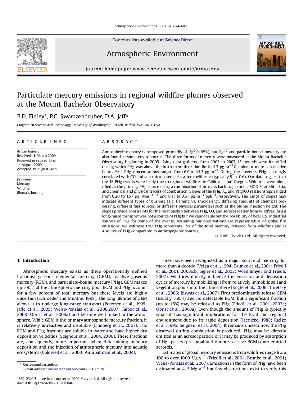 Particulate mercury emissions in regional wildfire plumes observed at the Mount Bachelor Observatory