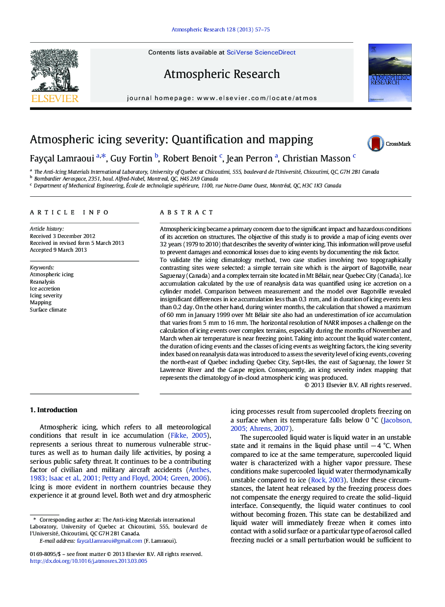 Atmospheric icing severity: Quantification and mapping
