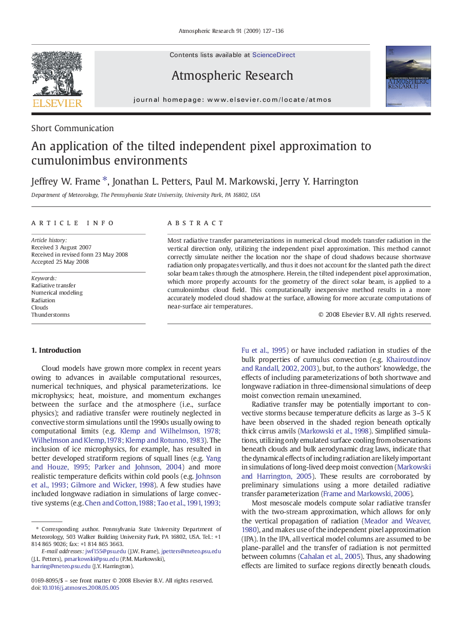 An application of the tilted independent pixel approximation to cumulonimbus environments