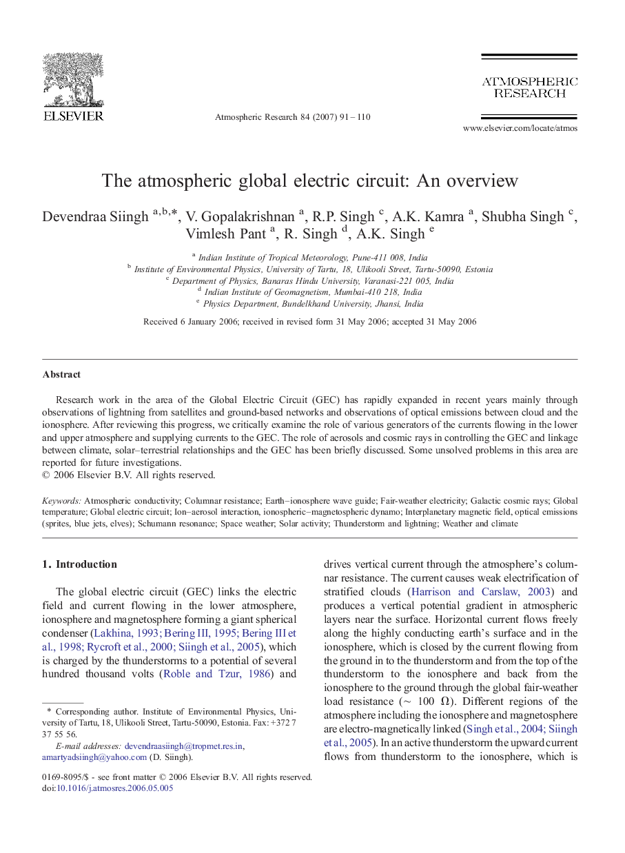 The atmospheric global electric circuit: An overview