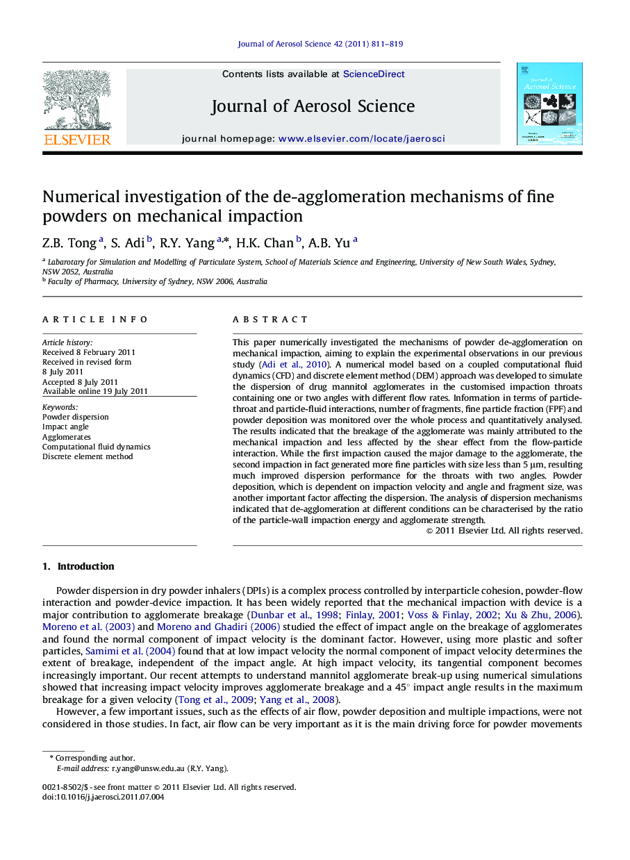 Numerical investigation of the de-agglomeration mechanisms of fine powders on mechanical impaction