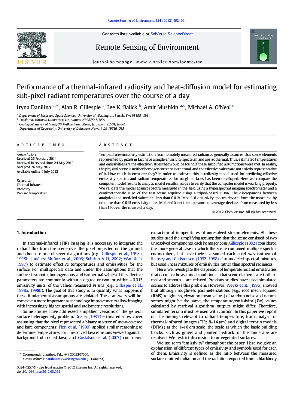 Performance of a thermal-infrared radiosity and heat-diffusion model for estimating sub-pixel radiant temperatures over the course of a day