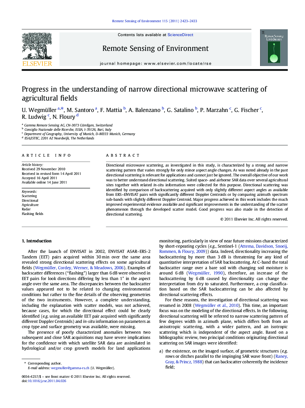 Progress in the understanding of narrow directional microwave scattering of agricultural fields