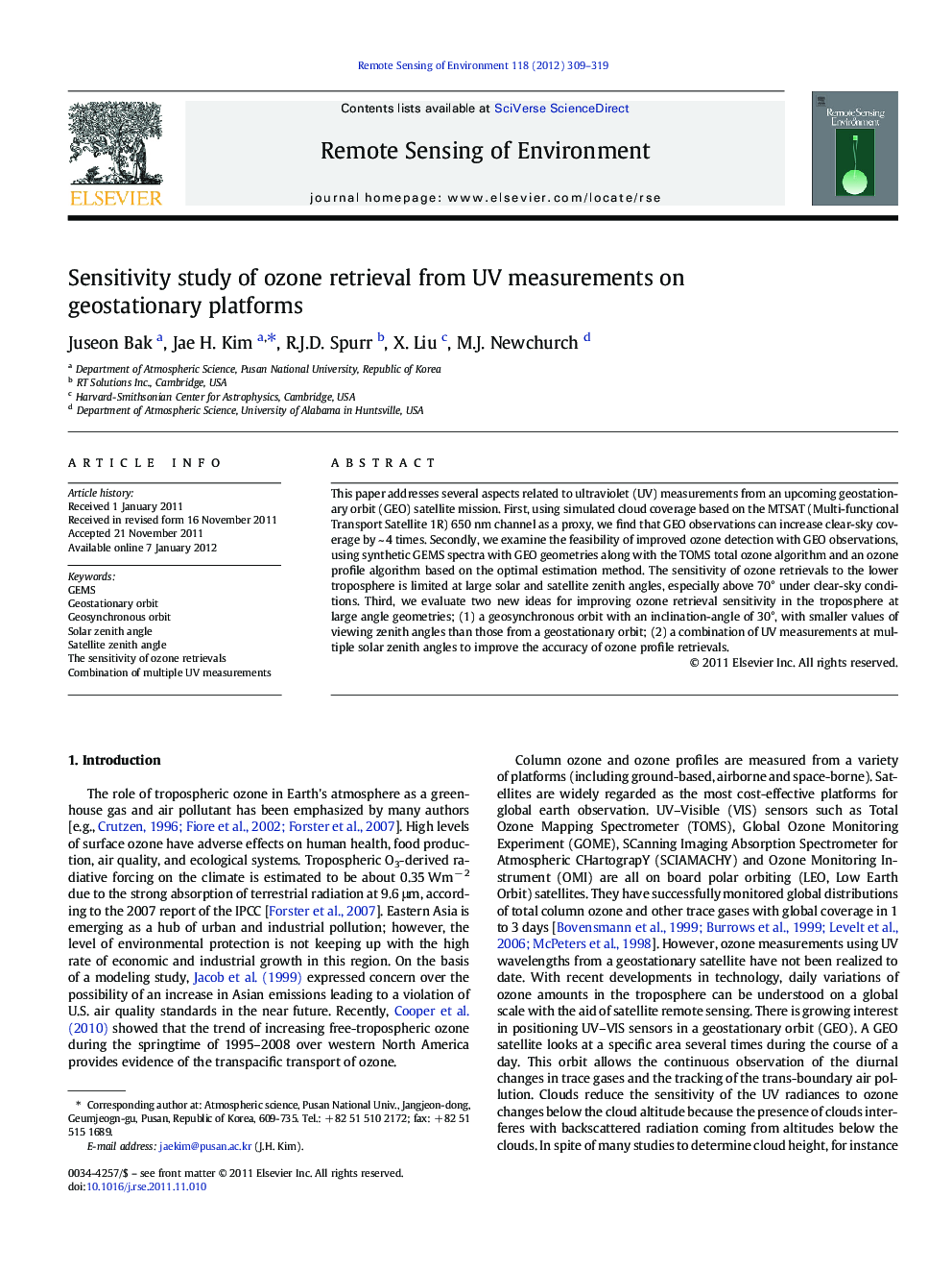 Sensitivity study of ozone retrieval from UV measurements on geostationary platforms
