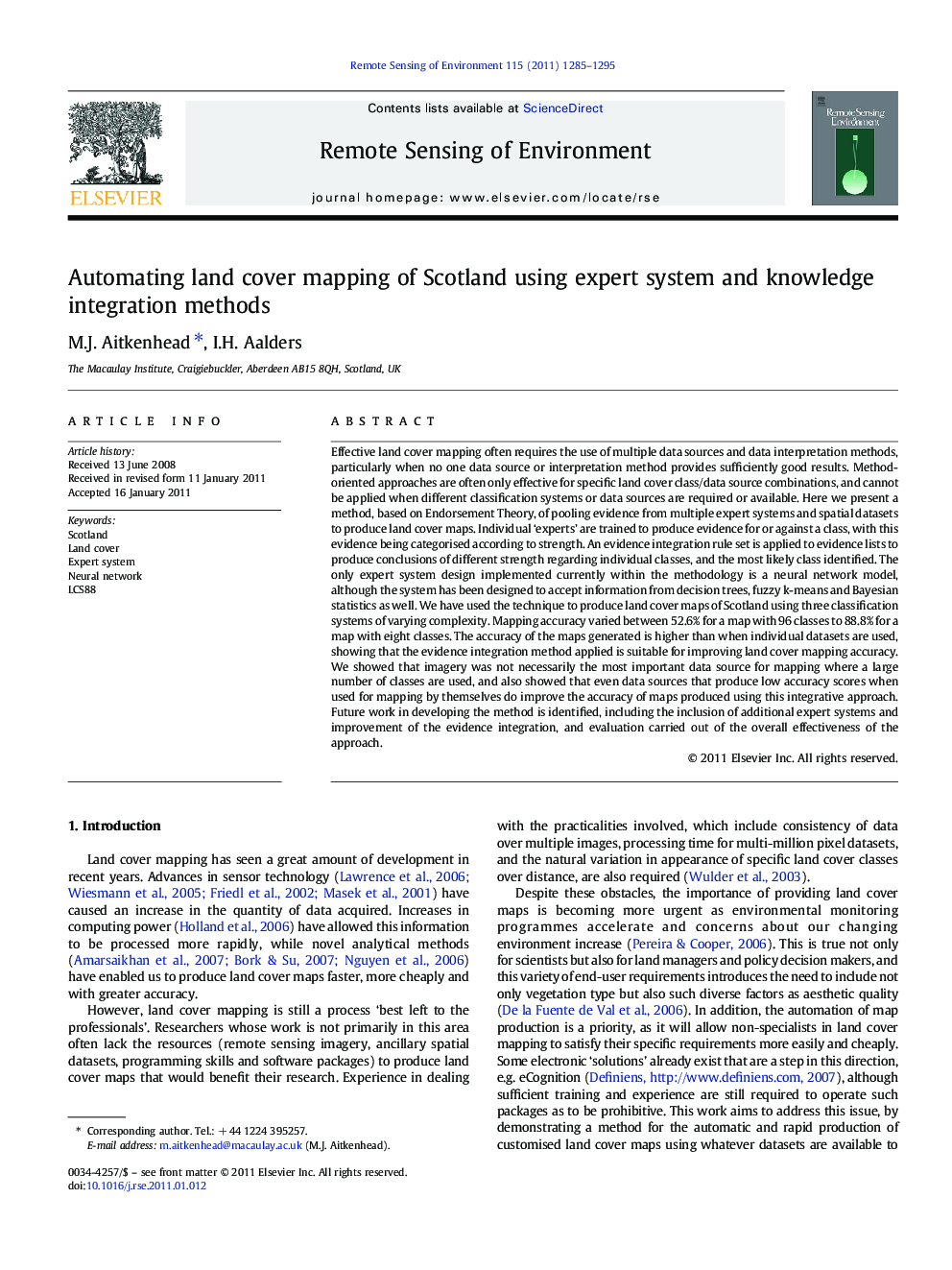 Automating land cover mapping of Scotland using expert system and knowledge integration methods