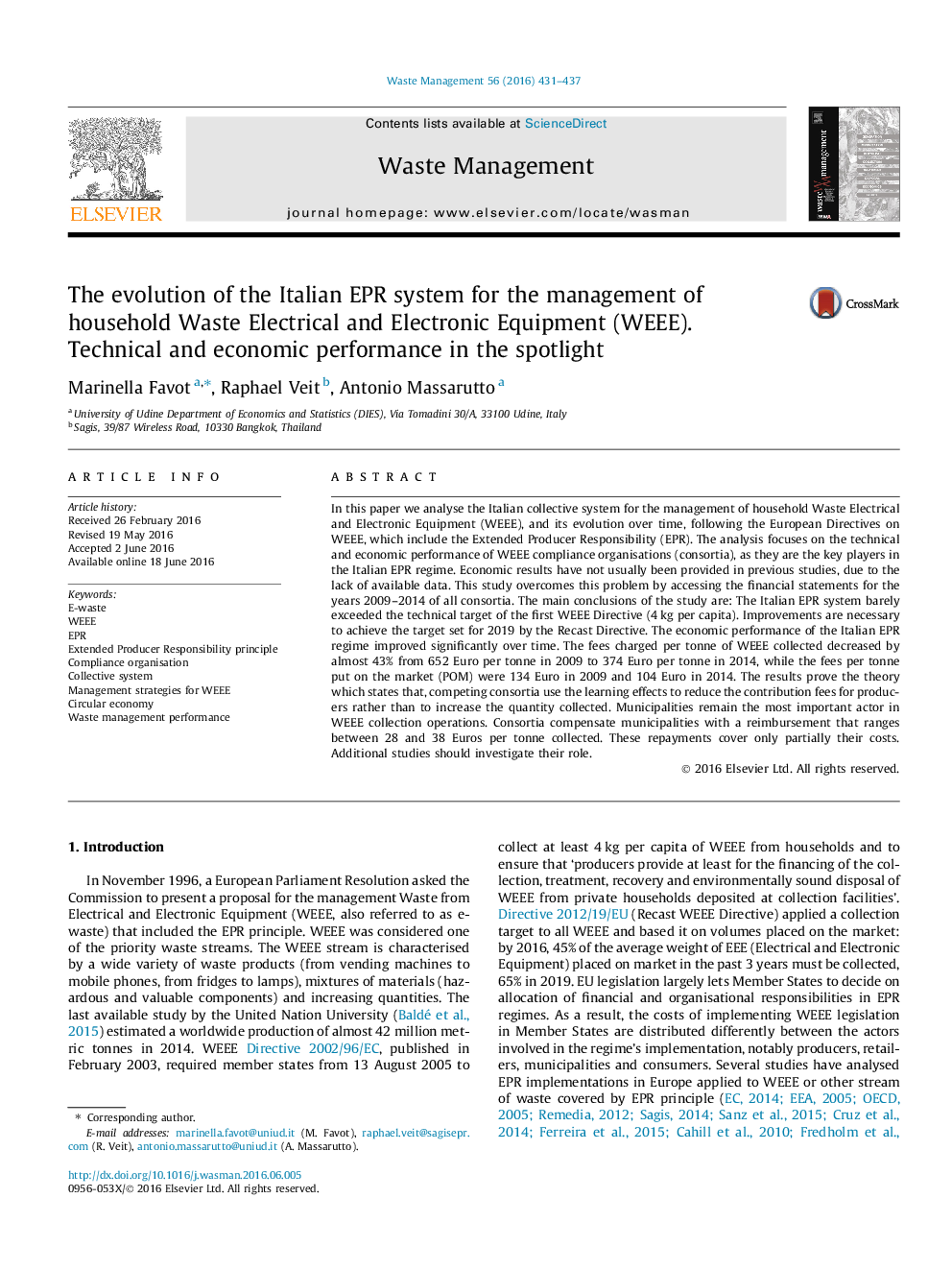 تکامل سیستم EPR ایتالیایی برای مدیریت زباله های خانگی الکتریکی و تجهیزات الکترونیک (WEEE)؛ عملکرد فنی و اقتصادی در کانون توجه