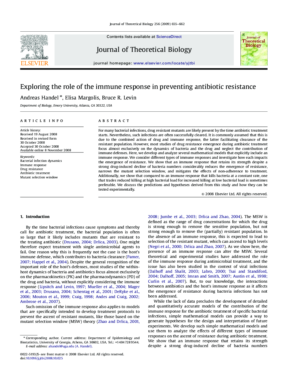 Exploring the role of the immune response in preventing antibiotic resistance