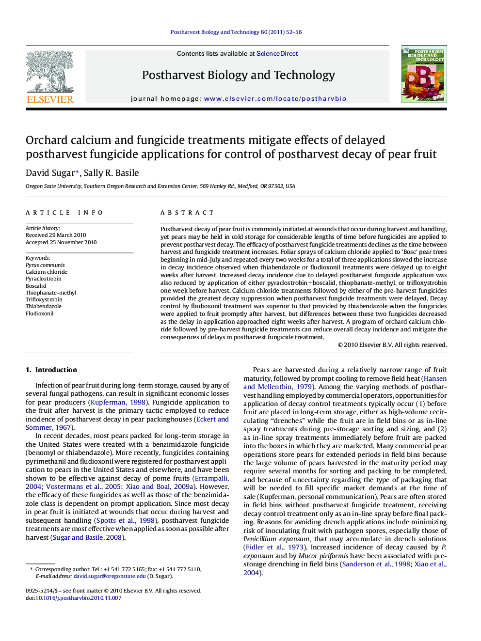 Orchard calcium and fungicide treatments mitigate effects of delayed postharvest fungicide applications for control of postharvest decay of pear fruit