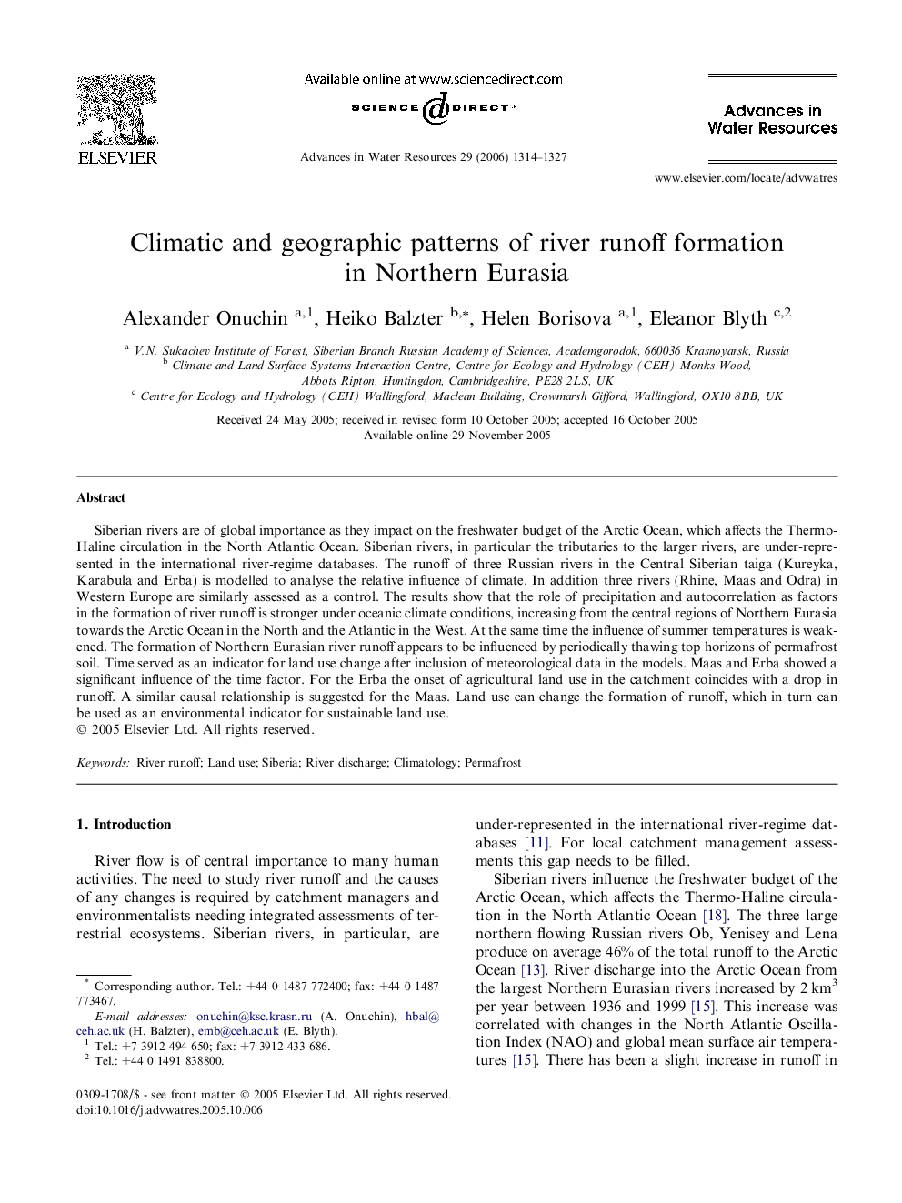 Climatic and geographic patterns of river runoff formation in Northern Eurasia