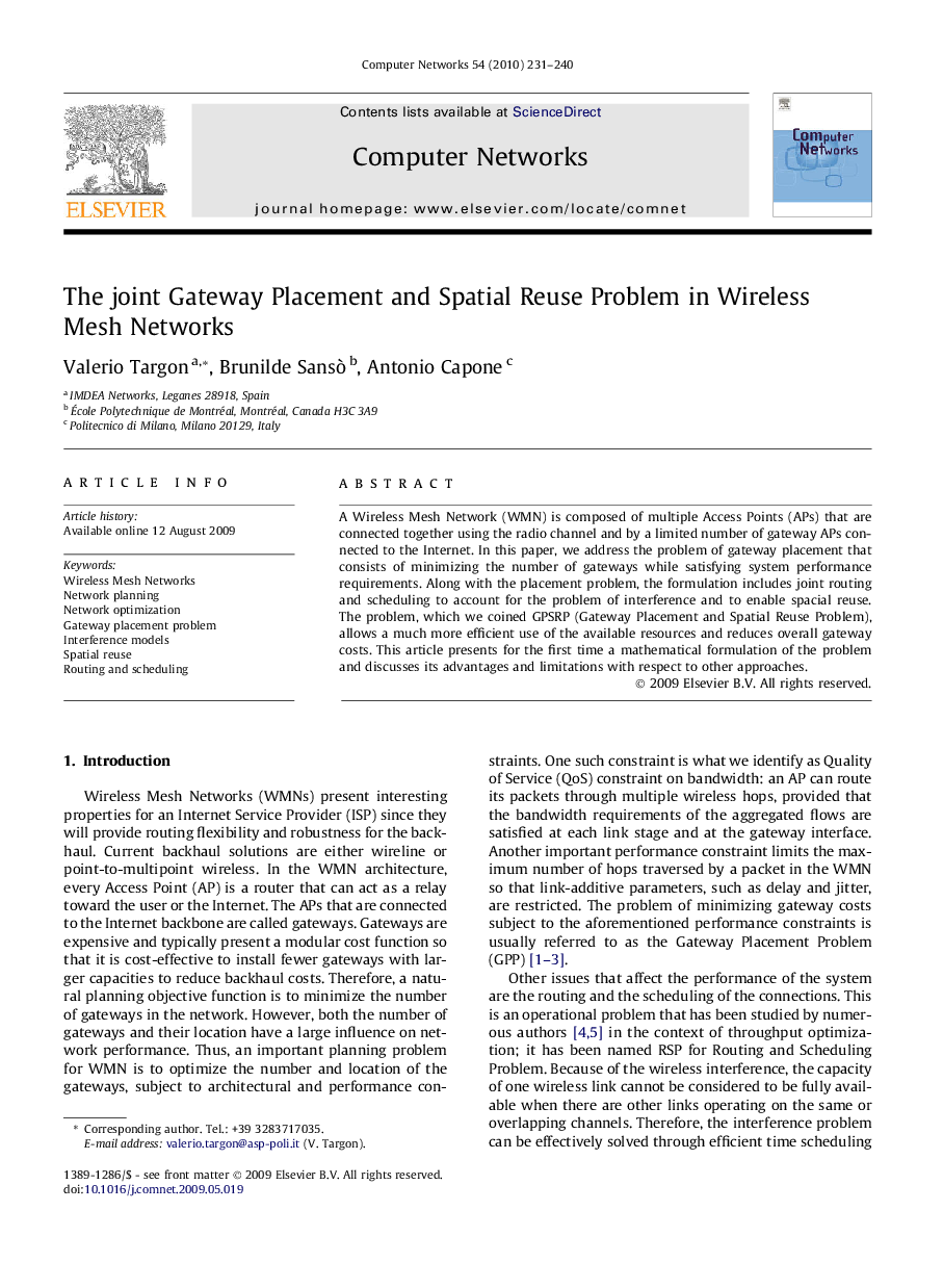 The joint Gateway Placement and Spatial Reuse Problem in Wireless Mesh Networks