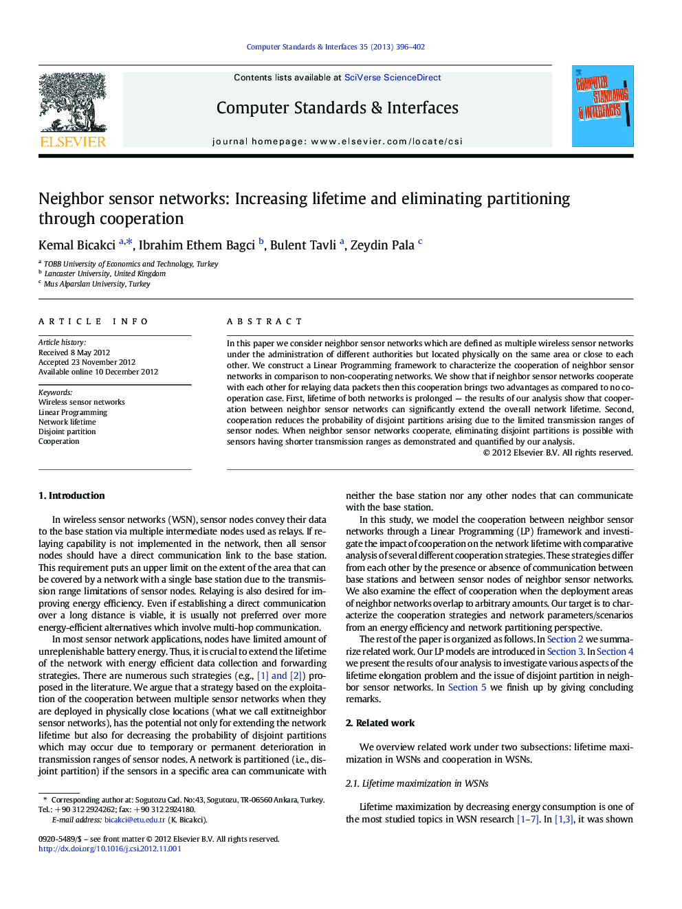 Neighbor sensor networks: Increasing lifetime and eliminating partitioning through cooperation