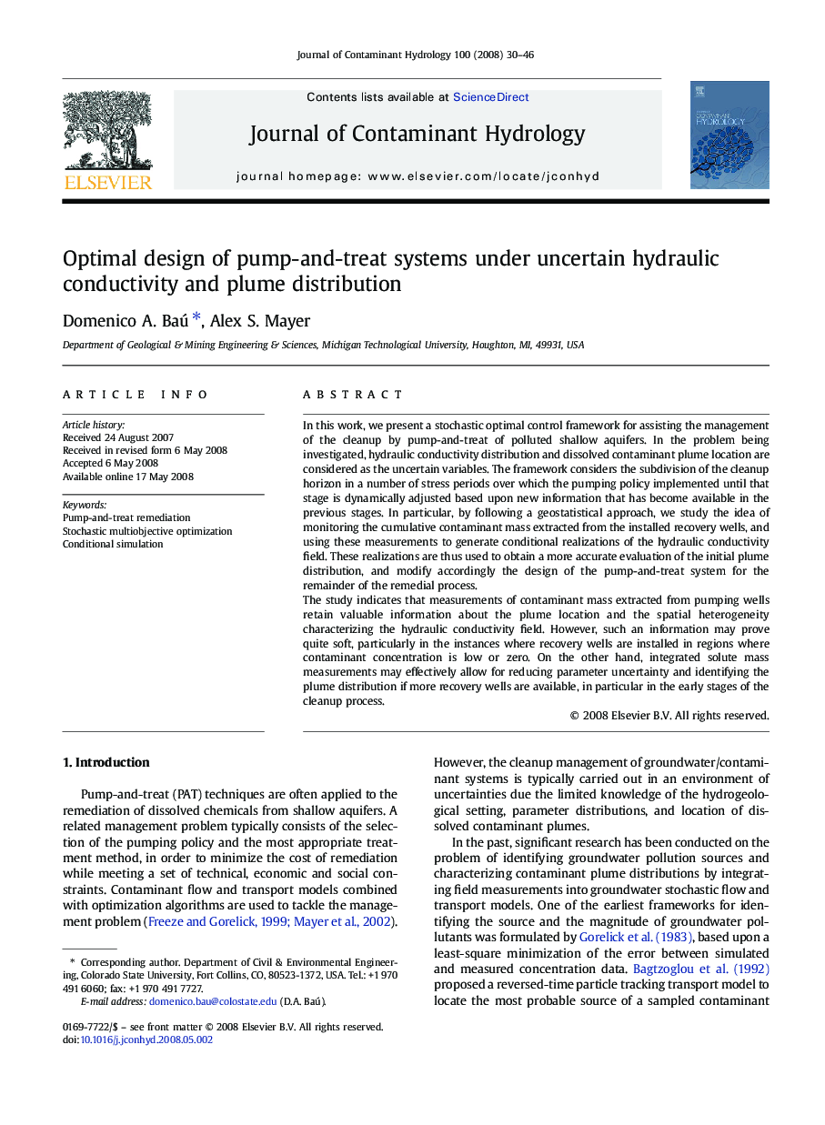 Optimal design of pump-and-treat systems under uncertain hydraulic conductivity and plume distribution