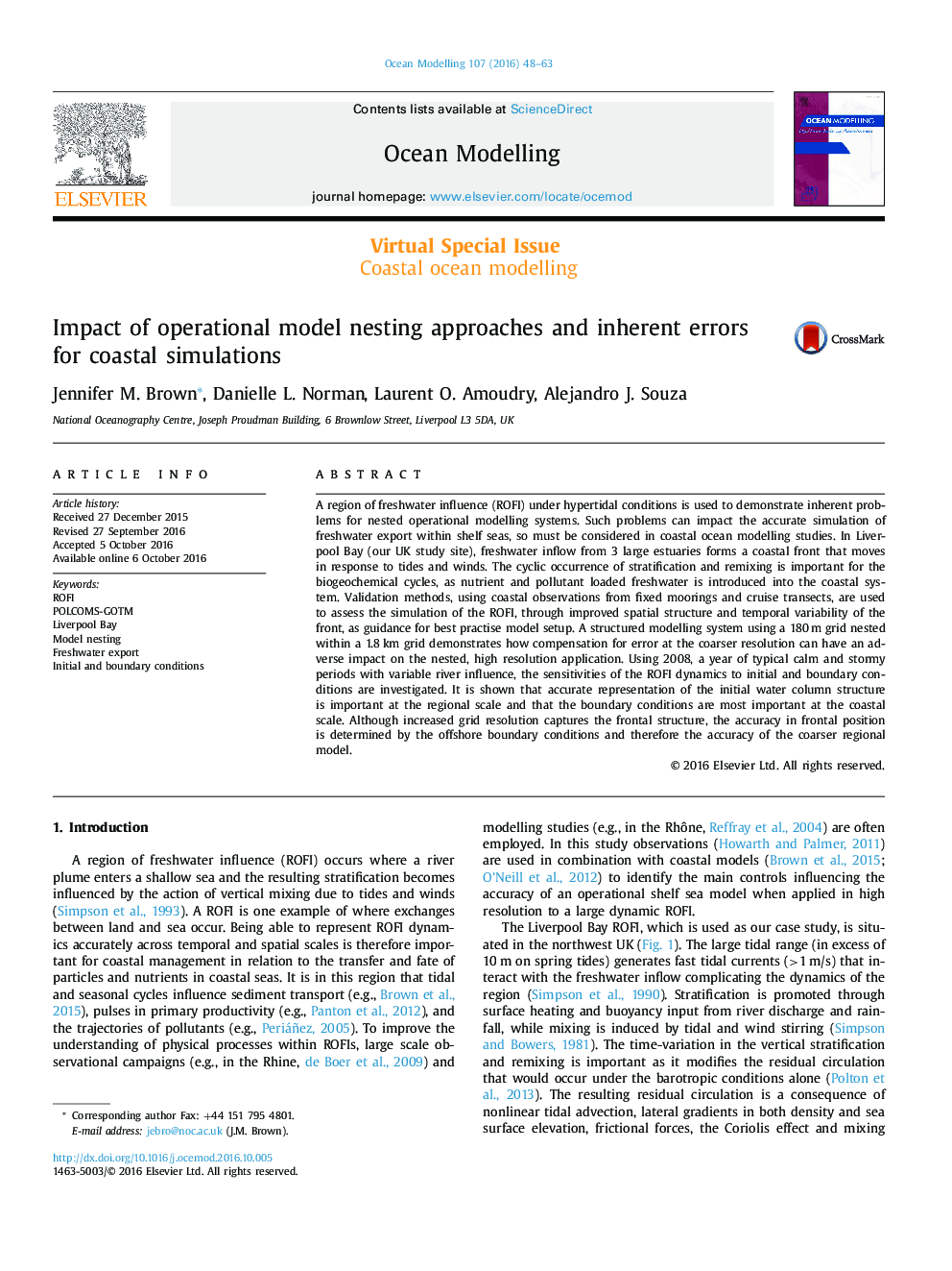 تاثیر روش های مدل تودرتو عملیاتی و خطاهای ذاتی برای شبیه سازی های ساحلی