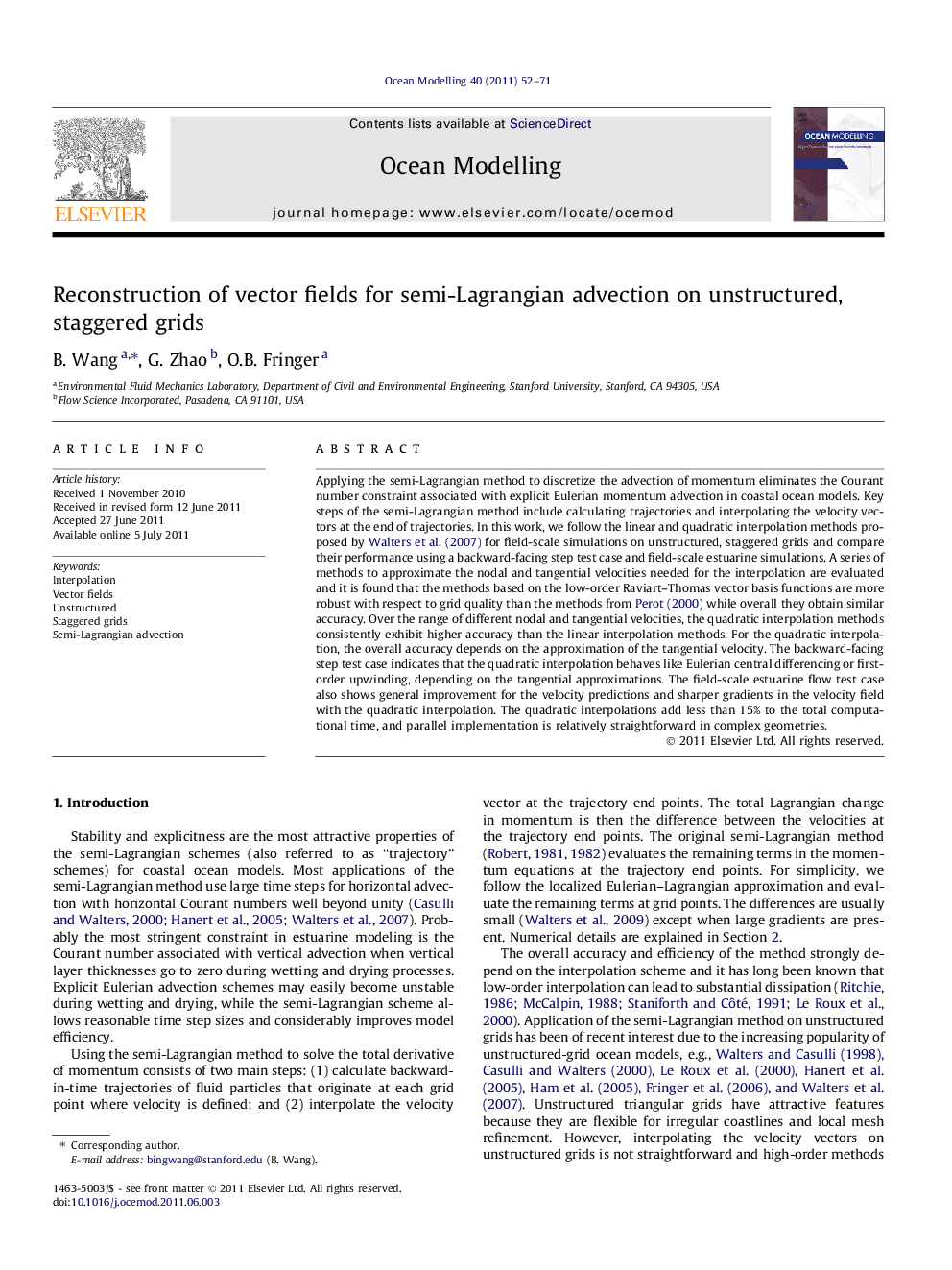 Reconstruction of vector fields for semi-Lagrangian advection on unstructured, staggered grids