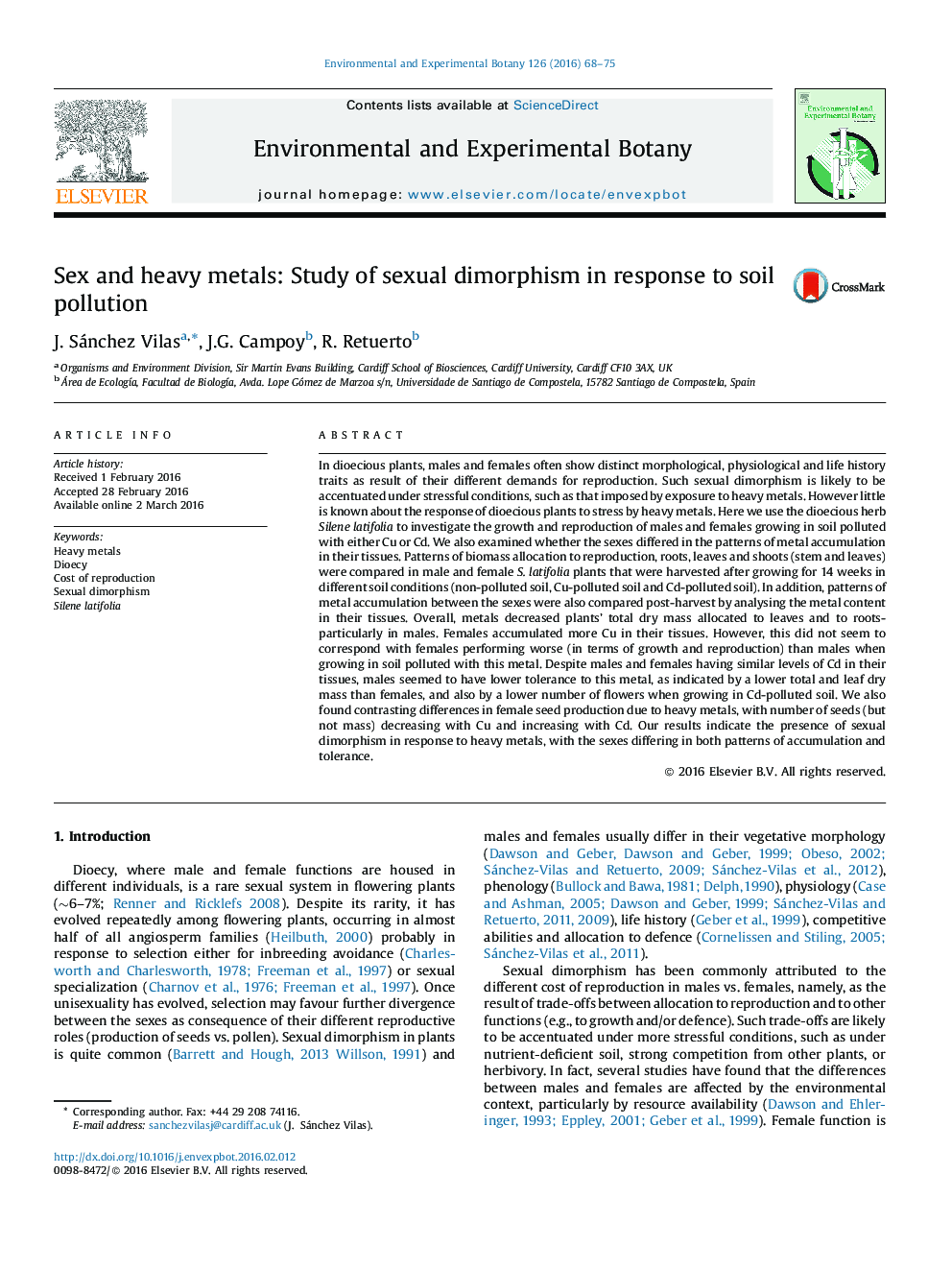 سکس و فلزات سنگین: مطالعه دیمورفیسم جنسی در پاسخ به آلودگی خاک 